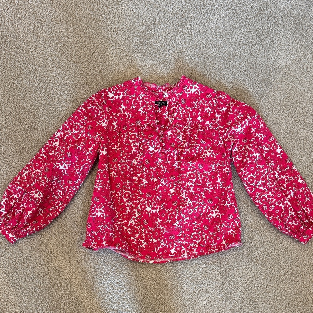 J. Crew Pink/Red Floral Blouse